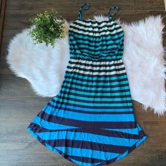 Express Dresses & Skirts - Express Striped Strapless Rainbow Colorful Ombré high low Midi Dress Medium M